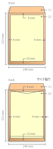角2封筒の寸法図